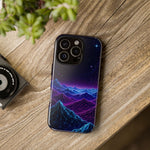 Retro Neon Mountains Phone Case | Vaporwave Galaxy Landscape