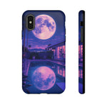 Neon Moonlit Pool Tough Case | Moon Reflection Phone Case, Vaporwave Night Sky
