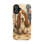 Guilty Basset Hound Phone Case, Muddy Watercolor Art Cover