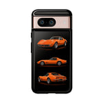 C3 Corvette Art Phone Case Orange, Three-View Vector Cover, Gift