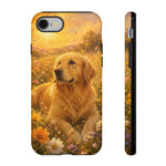 Golden Retriever Phone Case Flower Field Tough Cover Gift Art