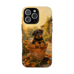 Rottweiler Puppy in Flower Pot Tough Case | Floral Dog Phone Cover