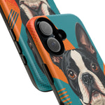 Boston Terrier Pop-Art Portrait Tough Phone Case - Teal Orange
