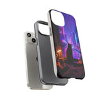 Lo-Fi Cat Neon Rain Window Vaporwave Art Tough Phone Case