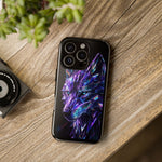 Holographic Wolf Phone Case, Fractured Prism Iridescent Cover