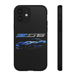 Blue C7 Z06 Sports Car Tough Phone Case Track Style Cover Gift