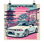 Skyline R32 Poster JDM Drift Car Japanese Sunset Retro Tokyo Wall Art