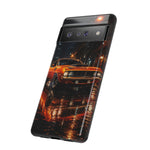 Orange Cuda Phone Case, Rainy City Night Muscle Car Tough Cover