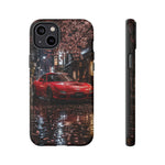 Red FD RX-7 Blossom Alley Tough Phone Case - Rain-Slicked Night