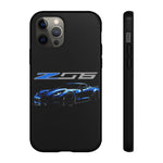 Blue C7 Z06 Sports Car Tough Phone Case Track Style Cover Gift