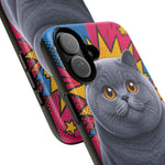 British Shorthair Round Pop Art Tough Phone Case