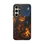 Campfire Cat Phone Case, Marshmallow Night Painterly Cover