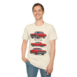 Red 1965 GTO Car Illustration T-Shirt | Classic Muscle Car Trio Tee