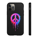 Glitch Peace Sign Phone Case, RGB Melt Digital Art Tough Cover, Gift