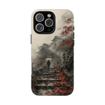 Autumn Temple Steps phone case | Japanese watercolor landscape cover