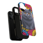 British Shorthair Round Pop Art Tough Phone Case