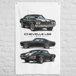 1970 Chevelle SS LS6 Black Banner 34x56 Garage Man Cave Wall Decor Gift