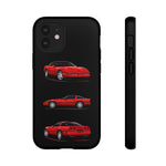 C4 Corvette Art Phone Case Red, Three-View Vector Cover, Gift