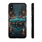 Vintage Teal 1957 Bel Air Classic Car Tough Case | Retro Rainy City Phone Cover