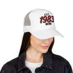 Born In 1983 Retro Script Cap – 1983 Birthday Gift Video Game Generation Foam Trucker Hat