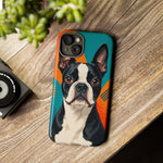 Boston Terrier Pop-Art Portrait Tough Phone Case - Teal Orange