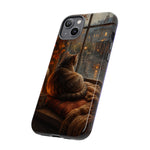 Rainy Window Cat Phone Case, Cozy Painterly Art Cover, Gift