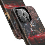Red FD RX-7 Blossom Alley Tough Phone Case - Rain-Slicked Night