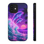 Neon Dolphin Ocean Vaporwave Art Tough Phone Case