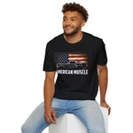 American Muscle Fastback Shirt Patriotic USA Flag | Classic Silhouette Vintage Car T-Shirt