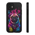 Pug Neon Graffiti Portrait Tough Phone Case - Dripping Paint