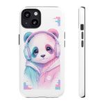 Pastel Panda Phone Case, Glitch Color Block Cover
