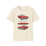 Red 1966 Continental Classic Car T-Shirt | Vintage Convertible Illustration