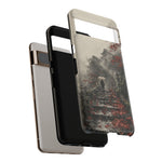 Autumn Temple Steps phone case | Japanese watercolor landscape cover
