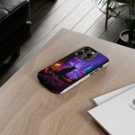 Lo-Fi Cat Neon Rain Window Vaporwave Art Tough Phone Case