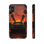 Black Impala Lowrider Sunset Tough Phone Case - Palm Silhouette