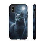 Russian Blue Cat Silver Moonlight Art Tough Phone Case
