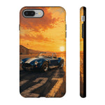 Vintage Cobra 427 Roadster phone case | Sunset racecar beach scene