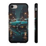 Vintage Teal 1957 Bel Air Classic Car Tough Case | Retro Rainy City Phone Cover