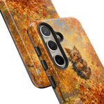 Yorkshire Terrier Jumping in Autumn Leaves Tough Case | Fall Dog Phone Cover