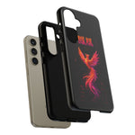 Glitch Phoenix Rising Art Tough Phone Case - Orange Pink Neon