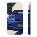 R34 Skyline GT-R Bayside Blue Tough Phone Case for 90s JDM Fans