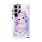 Pastel Cat Phone Case, Headphones Glitch Color Block Cover