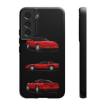 C4 Corvette Art Phone Case Red, Three-View Vector Cover, Gift