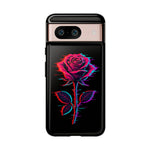 Glitch Rose Neon Phone Case Vaporwave Tough Cover