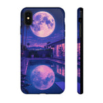 Neon Moonlit Pool Tough Case | Moon Reflection Phone Case, Vaporwave Night Sky