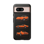 C3 Corvette Art Phone Case Orange, Three-View Vector Cover, Gift