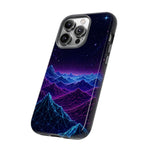 Retro Neon Mountains Phone Case | Vaporwave Galaxy Landscape