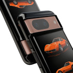 C3 Corvette Art Phone Case Orange, Three-View Vector Cover, Gift