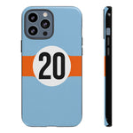 Copy of Blue Orange Number 20 Retro Racing Stripe Tough Phone Case Cover