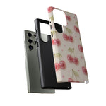 Pink Cherry Pattern Phone Case | Cute Retro Fruit Design